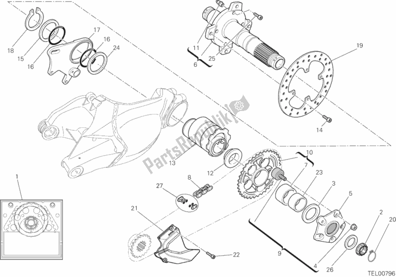 Todas las partes para Eje De La Rueda Trasera de Ducati Superbike 848 EVO 2013